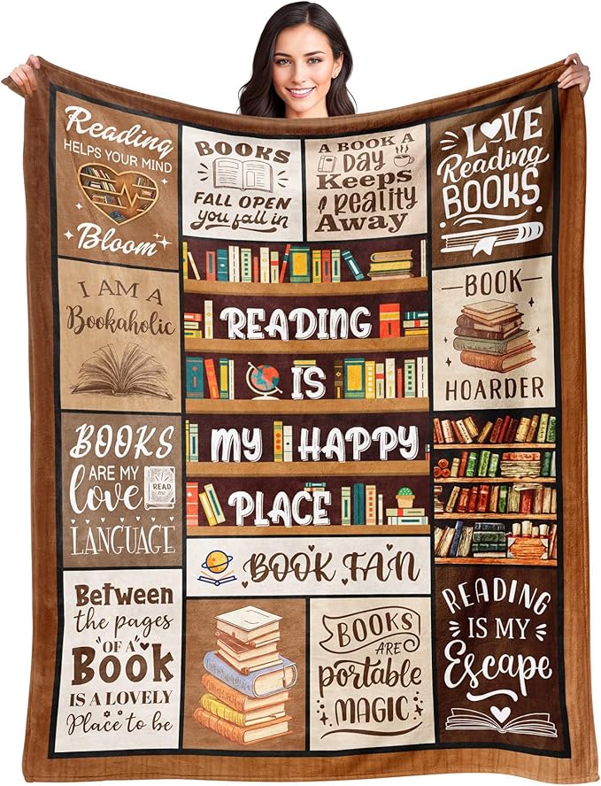 A blanket with books on it.